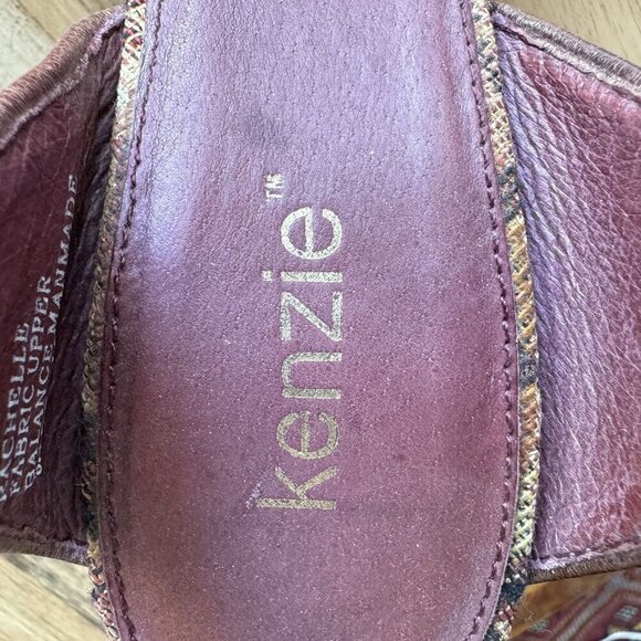 Kenzie Rachelle Burgundy Brocade Brown Platform Ankle Strap Peep Toe Sandal - Picture 17 of 17